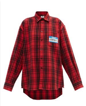 VETEMENTS My Name Is Vetements Cotton-Blend Flannel Shirt